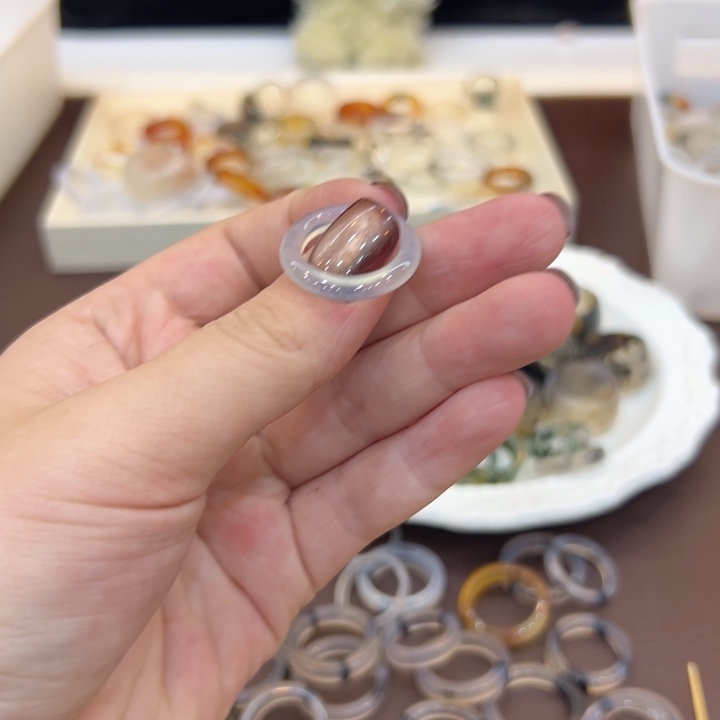 玛瑙/玉髓合金戒指13港12