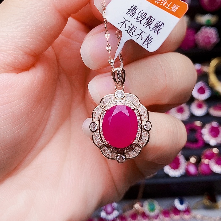 颈饰银S925镶嵌红宝石