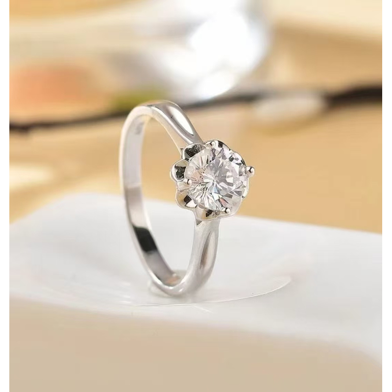 925银莫桑石银制品 Bellucci【花蕾】克拉简约时尚百搭原创轻奢婚戒