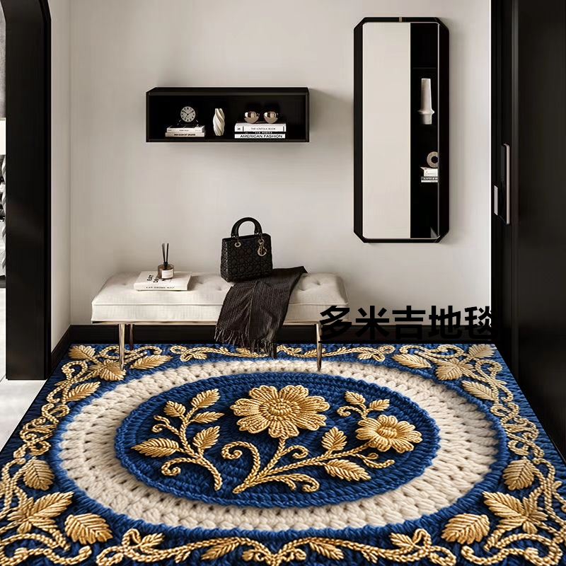 5D立体硅藻泥底垫家用浴室卫生间大门口吸水垫地毯地垫蓝色妖姬