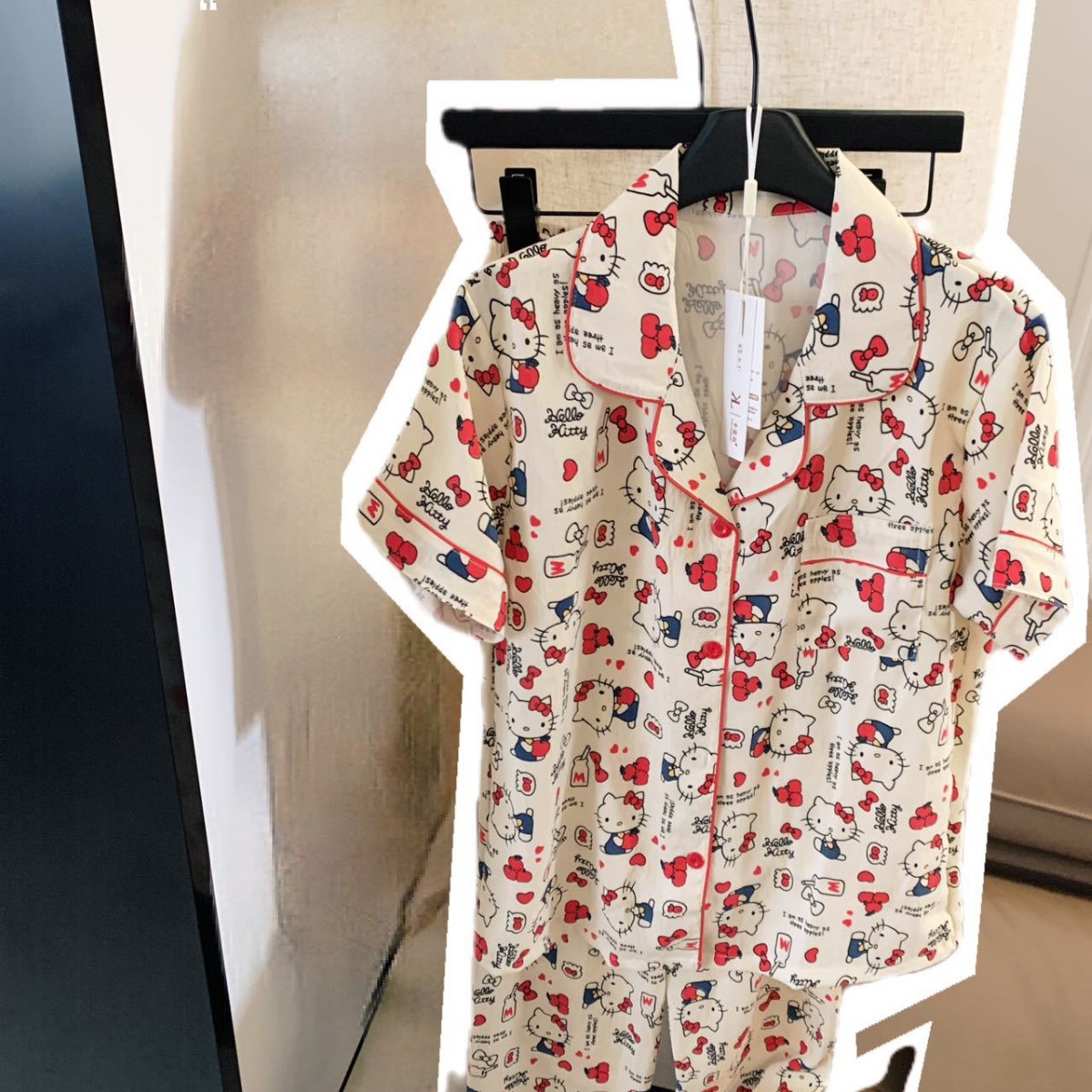 可爱苹果HelloKitty猫短袖ins长裤套装METWO家居服卡通ktktm睡衣