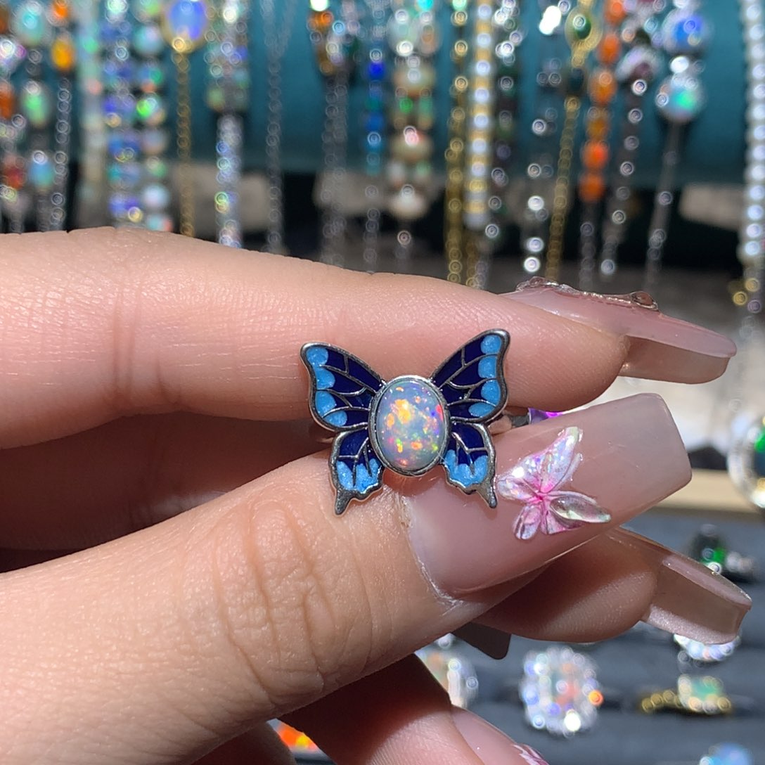 欧泊福利戒指银S925镶嵌