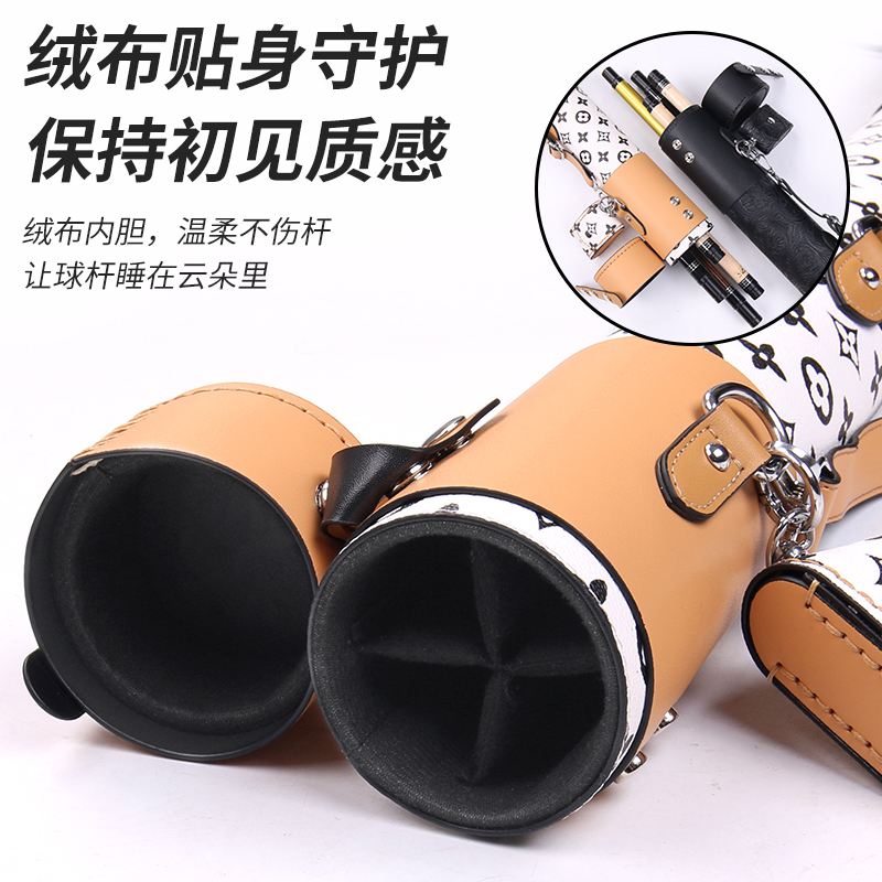 Cuppa四孔杆桶九球杆便捷式印花皮质1/2分体大头杆黑八台球杆包