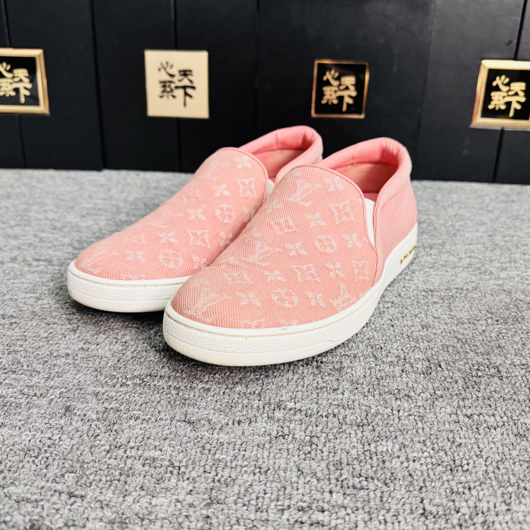95新 LouisVuitton/路易威登 粉色牛仔满印乐福鞋37码ysc2235