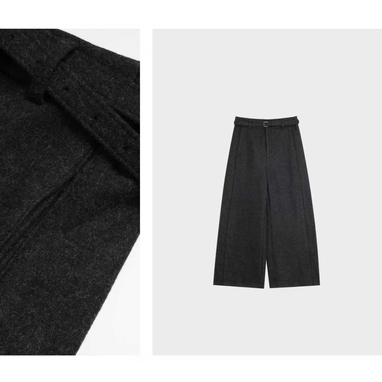 （显瘦密码）高级感羊毛呢阔腿加厚九分裤