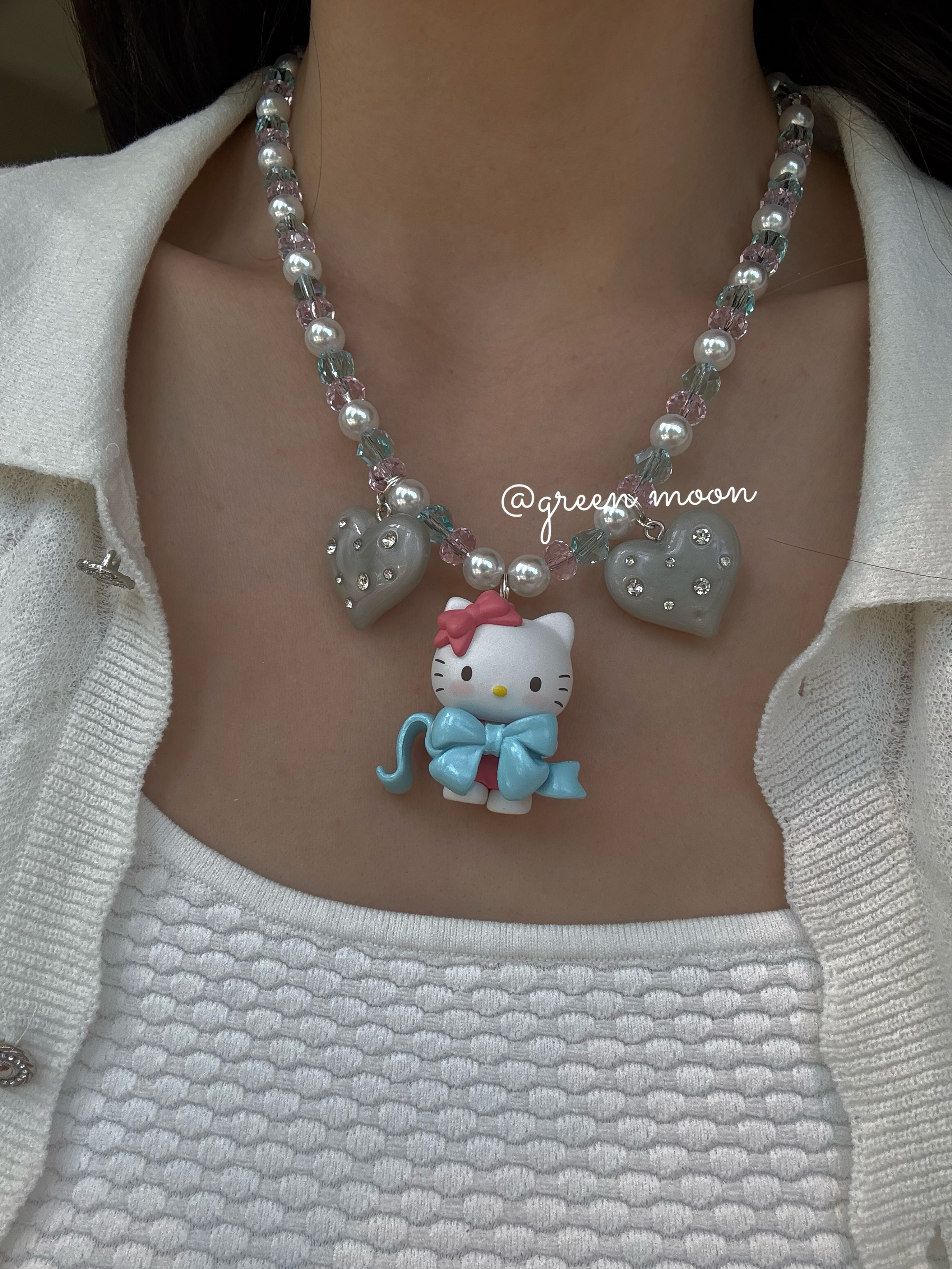 非金属仿珍珠项链 【编织梦屿】可爱卡通爱心优雅精致ins项链L002