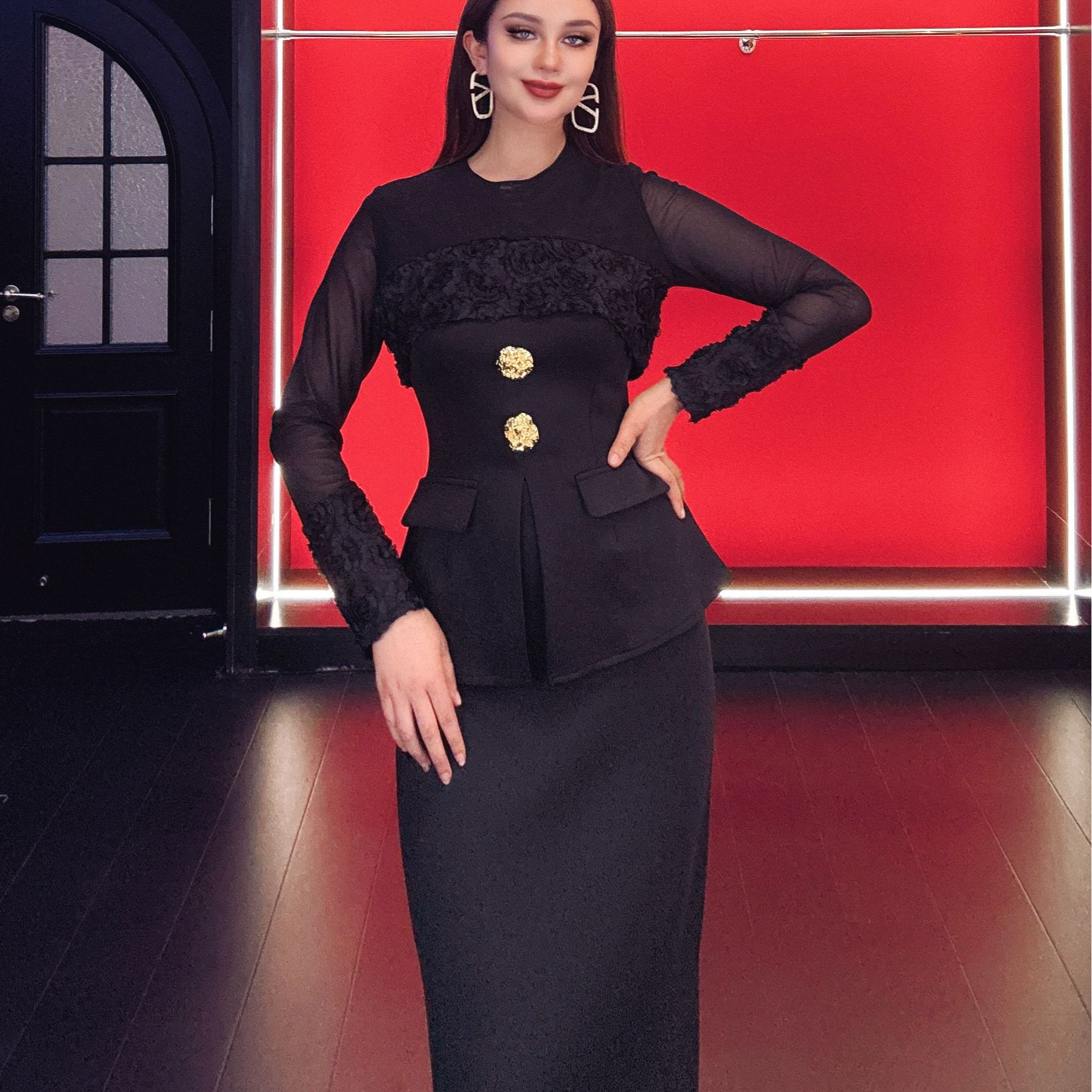 时尚套装国风长袖气质西装服装套装