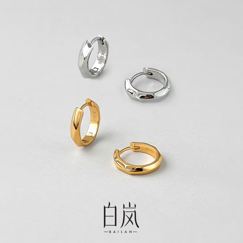 925银耳饰 白岚镜光耳圈女2025新款饰品小众设计高级感耳环ED3773