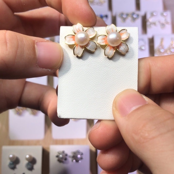 淡水珍珠耳饰银S925镶嵌