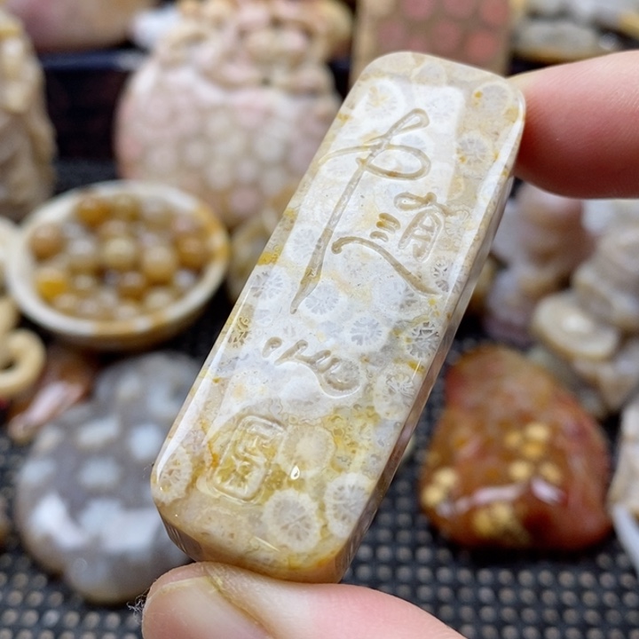 硅化珊瑚（珊瑚玉）颈饰未镶嵌