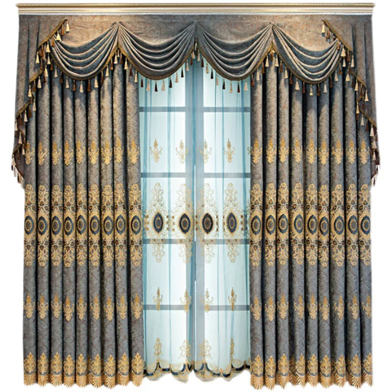 欧式镂空水溶绣花窗帘客厅雪尼尔窗帘布批发(定制款不支持退换）