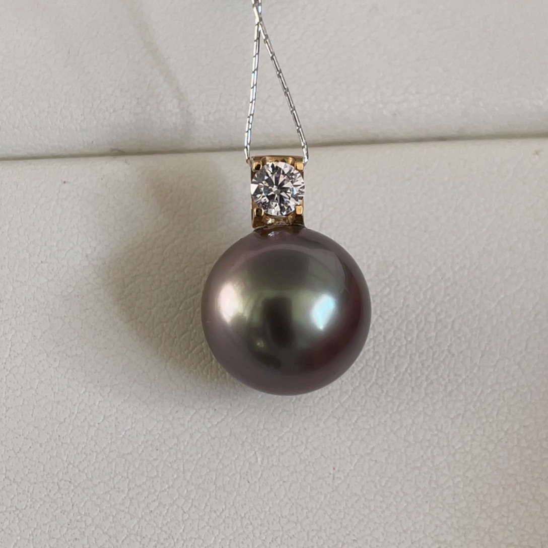 海水珍珠吊坠(不含链)18K金镶嵌12.0mm