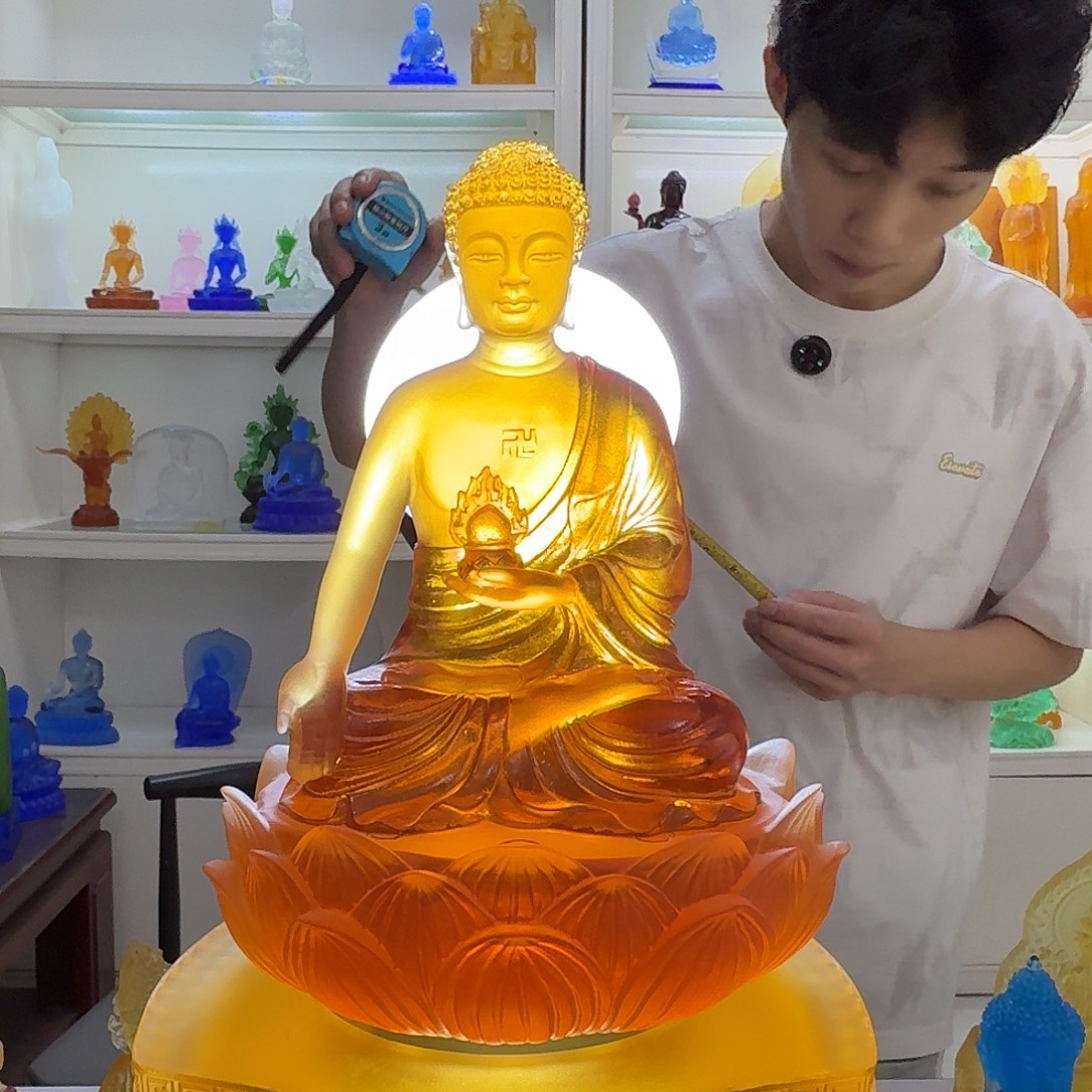 琉璃古法琉璃20公分阿弥陀佛