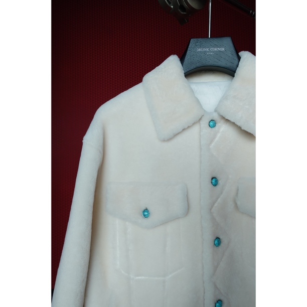 【福利款】DRUNKCORNER 金扣翻领皮毛一体夹克黑色外套