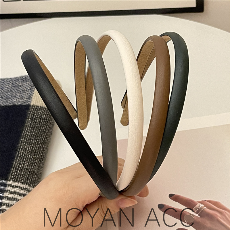 韩式皮质细发箍外出百搭压发头箍女气质简约发卡网红高级感头发饰