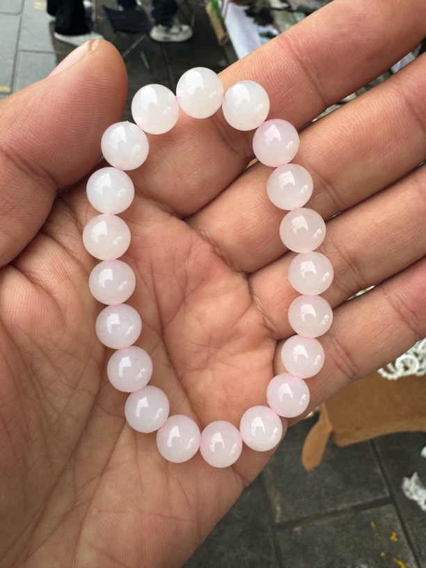 和田玉老料冰粉手串