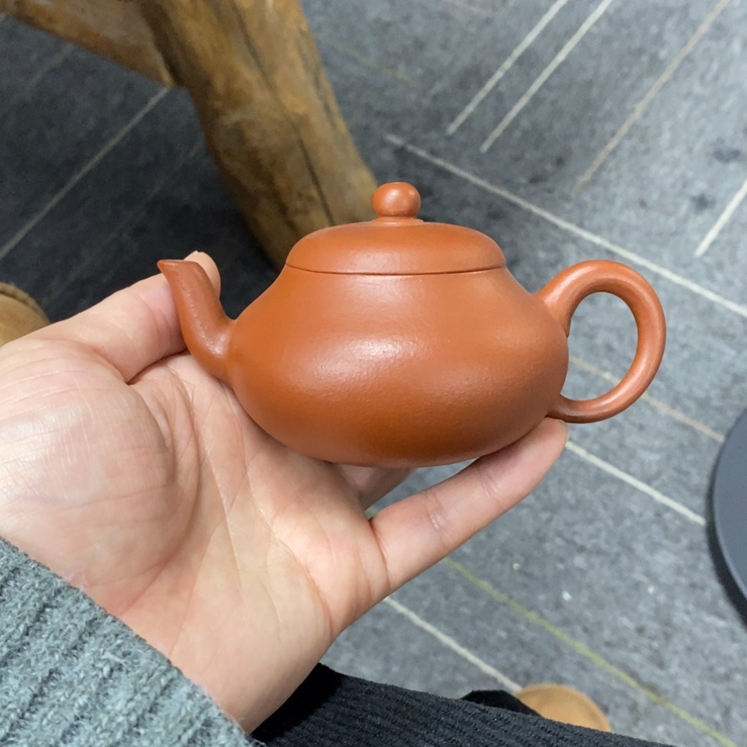 紫砂茶壶120毫升朱泥扁梨