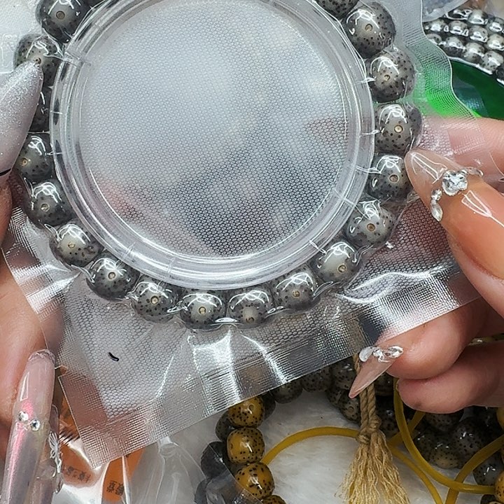 星月菩提手串554殿堂黑灰星月菩提10桶单圈