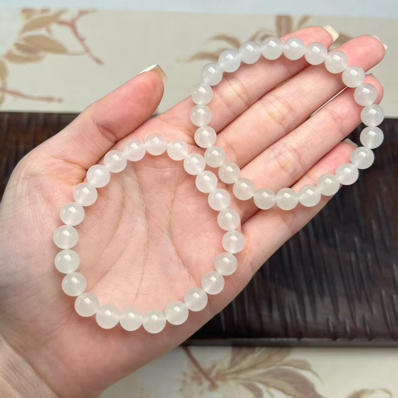 【北野珠宝】天然和田玉白玉手串-B104H-152多样性发一7.5mm+