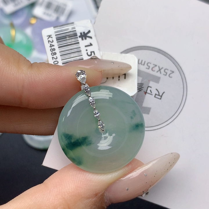 玫****翡翠18K金镶嵌颈饰