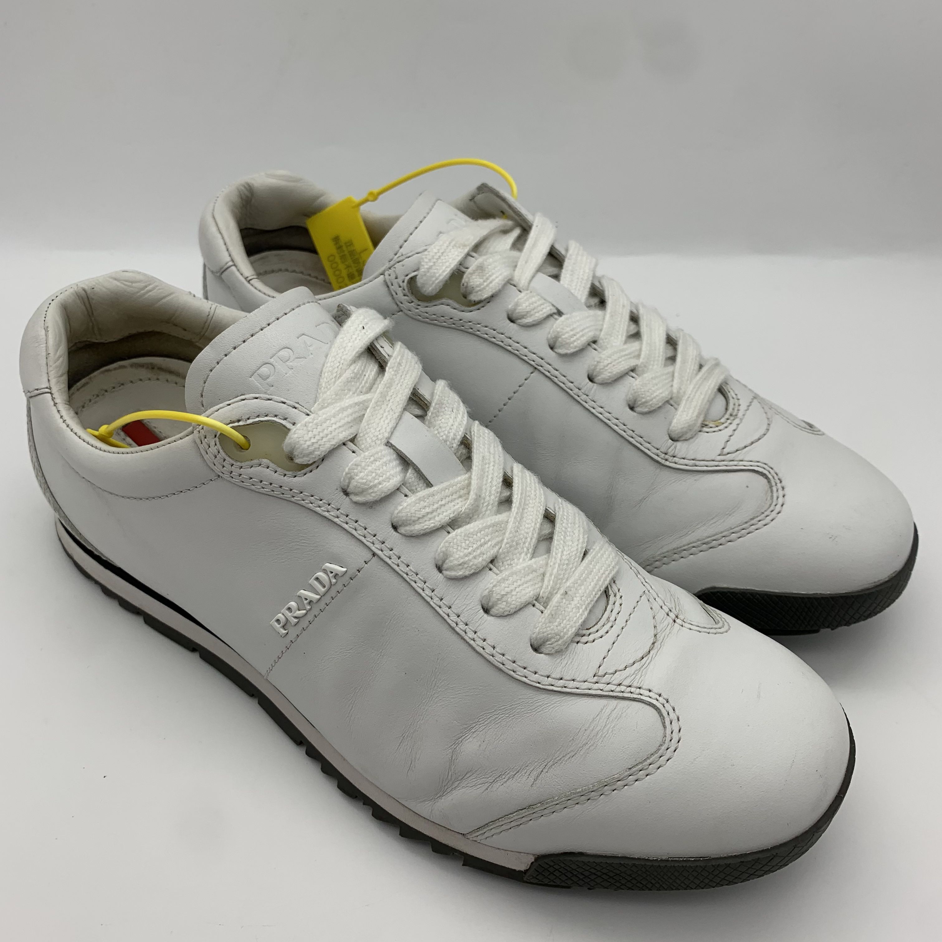 95新 Prada/普拉达 39.5欧码/白色简约休闲拼接板鞋舒适男款