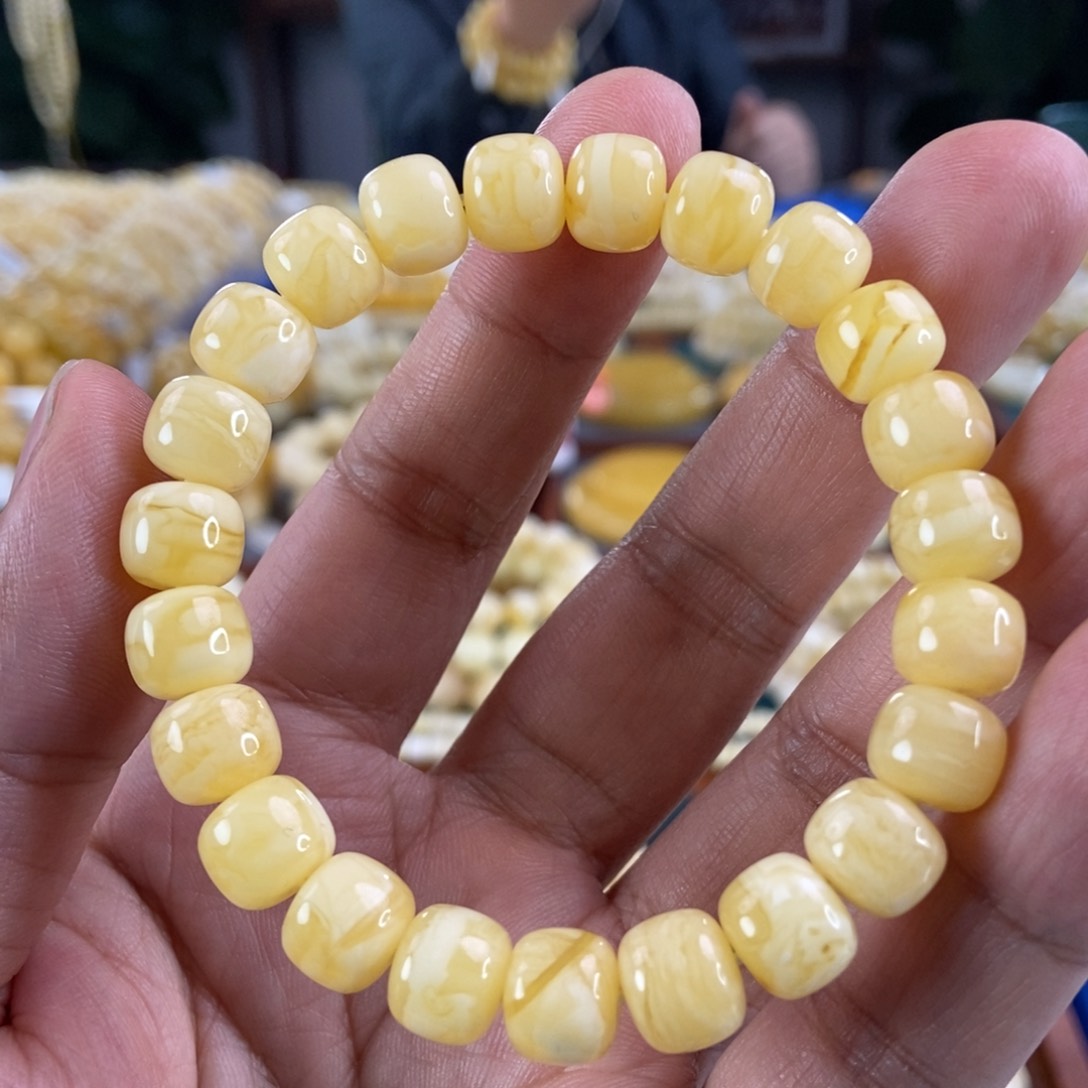 琥珀珠宝奇石未镶嵌9+虎皮纹手串12.54
