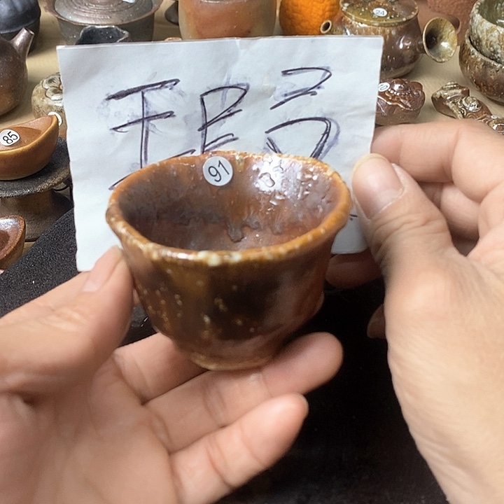 杯手工粗陶、柴烧茶器