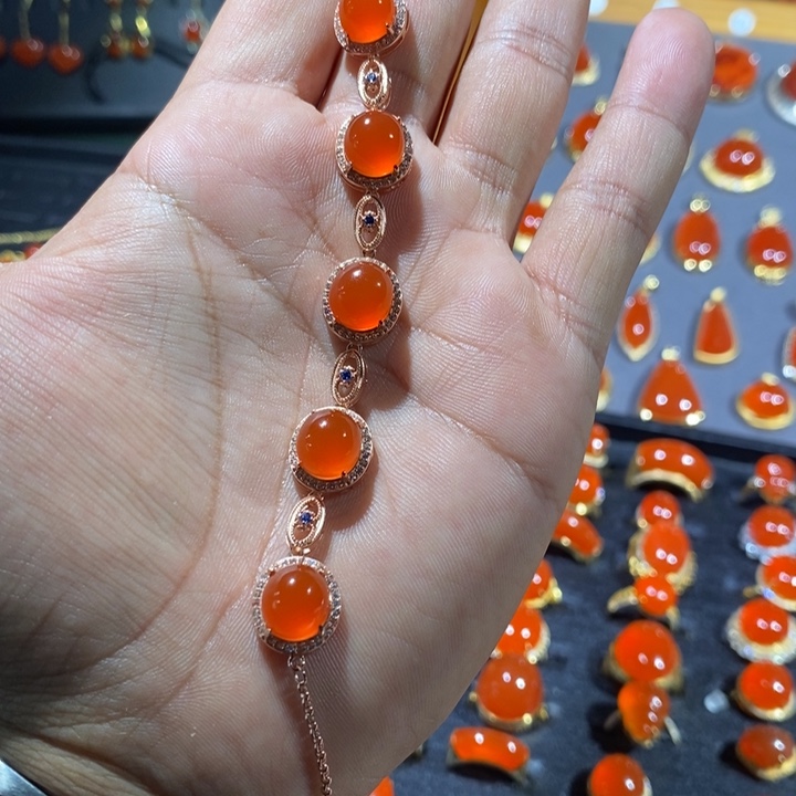 南红玛瑙手链银S925镶嵌