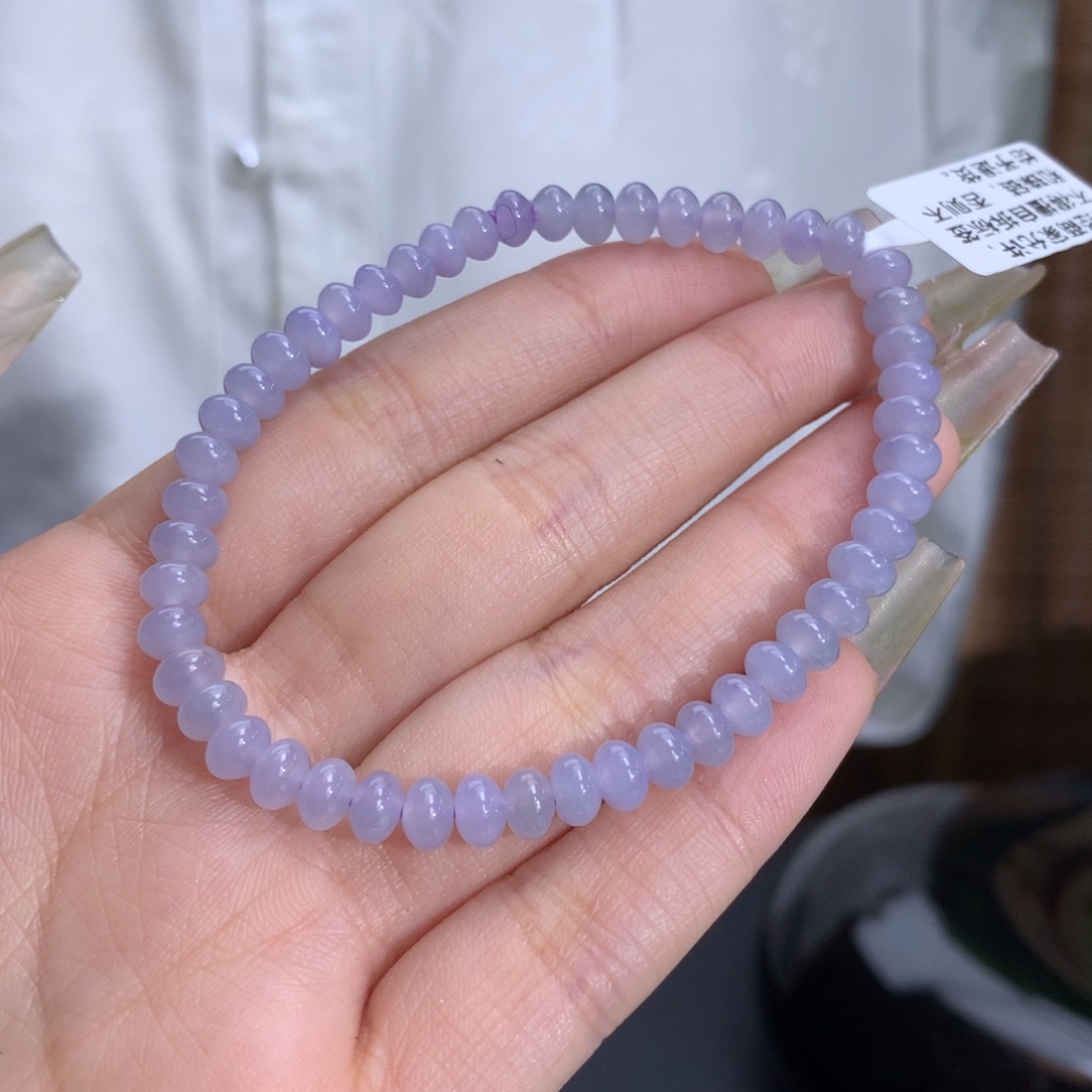 翡翠手链未镶嵌卡5.6冰胶紫罗兰算盘鼓珠