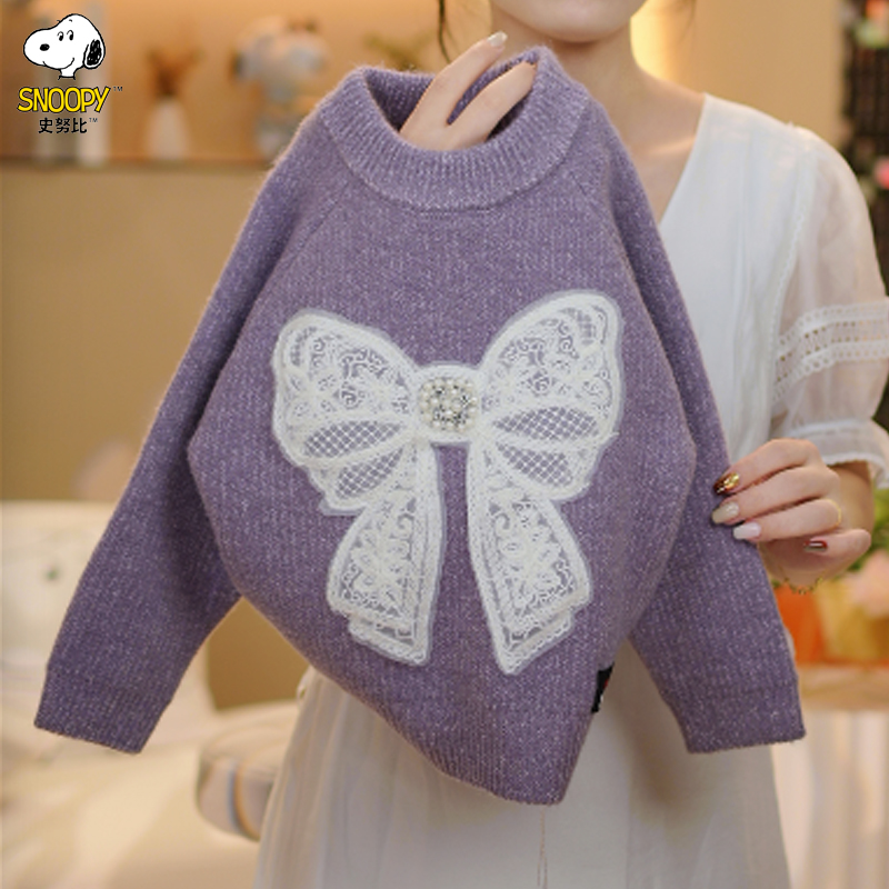 Snoopy/史努比儿童毛衣冬季新款洋气女童上衣女童针织衫童装套头