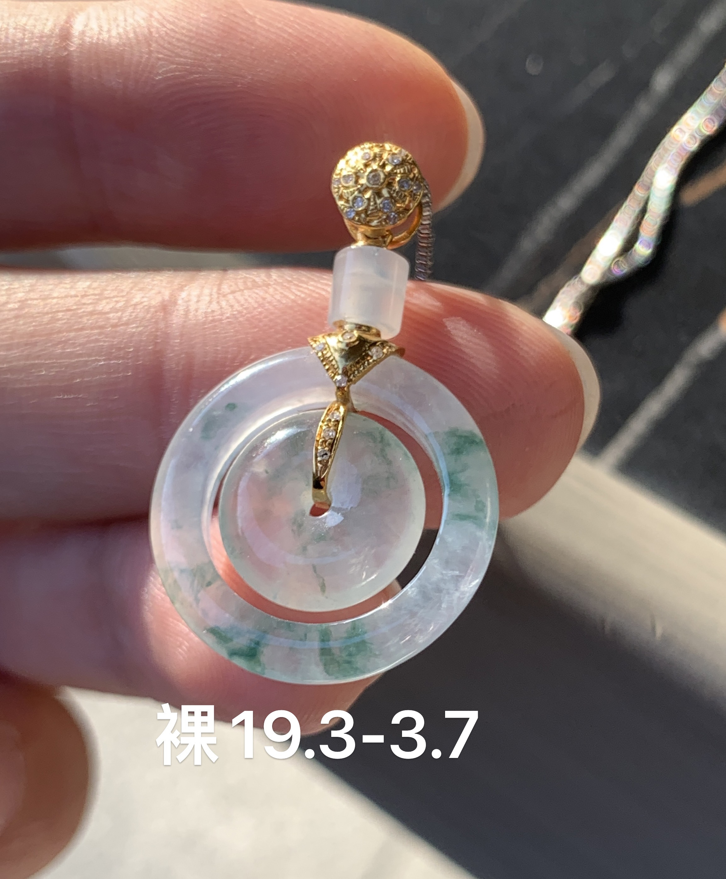 18k金通透高冰起光飘花子母扣