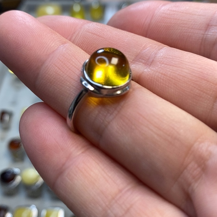 琥珀银S925镶嵌戒指