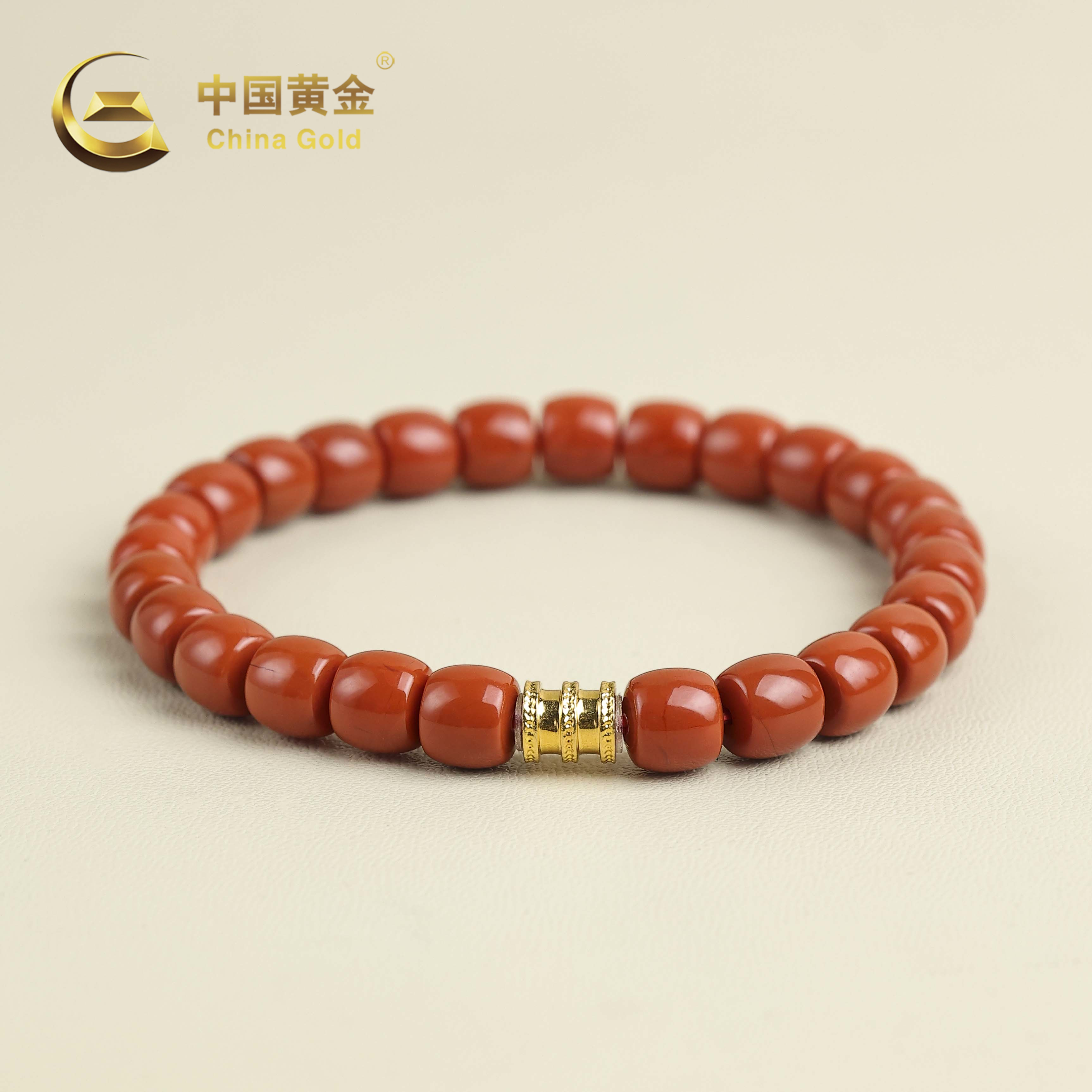 【中国黄金】煦渝 | 南红*手串*18k金镶嵌-S4888-臻