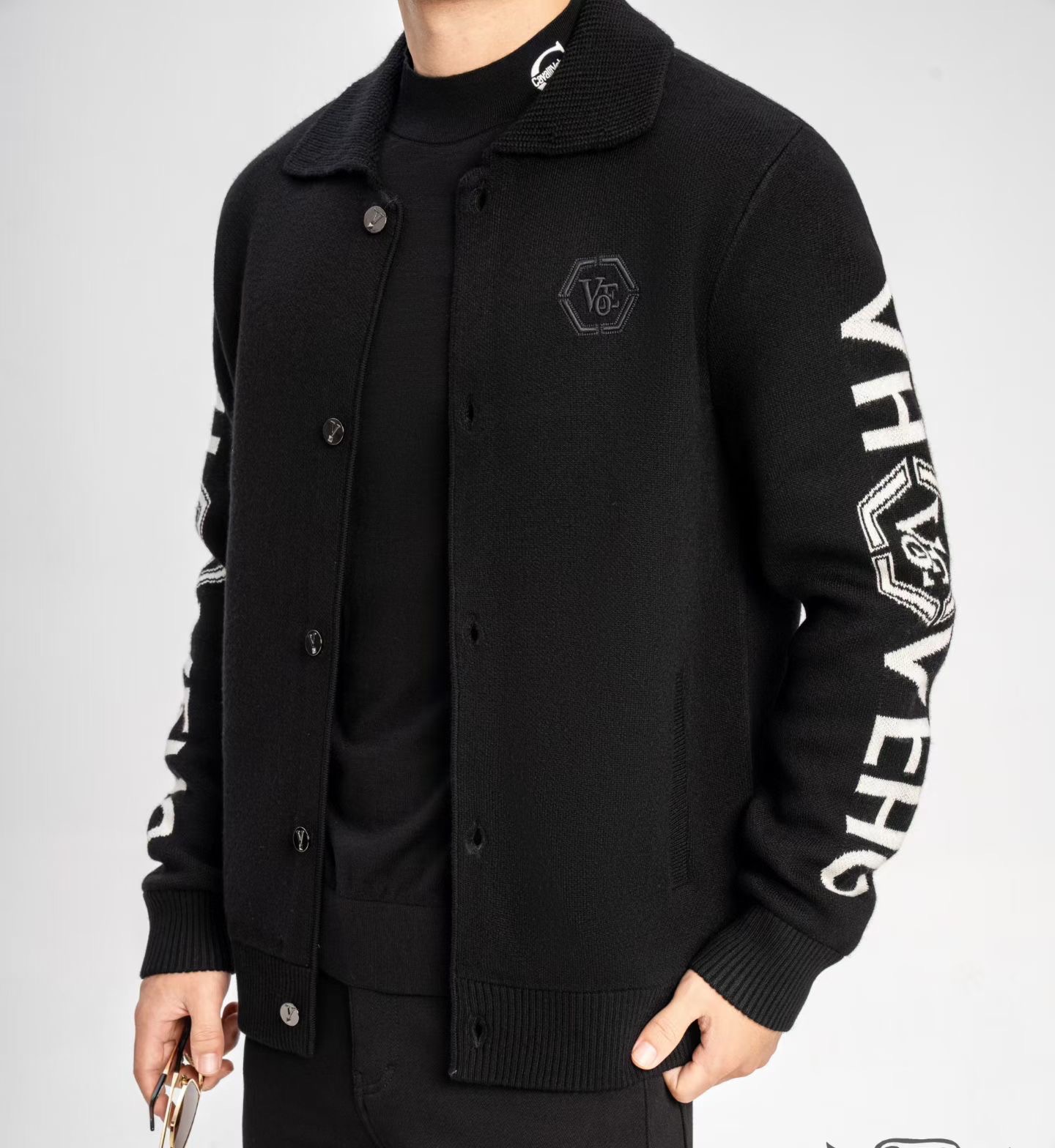 欧货秋冬新款时尚休闲潮流个性男士绵羊毛开衫