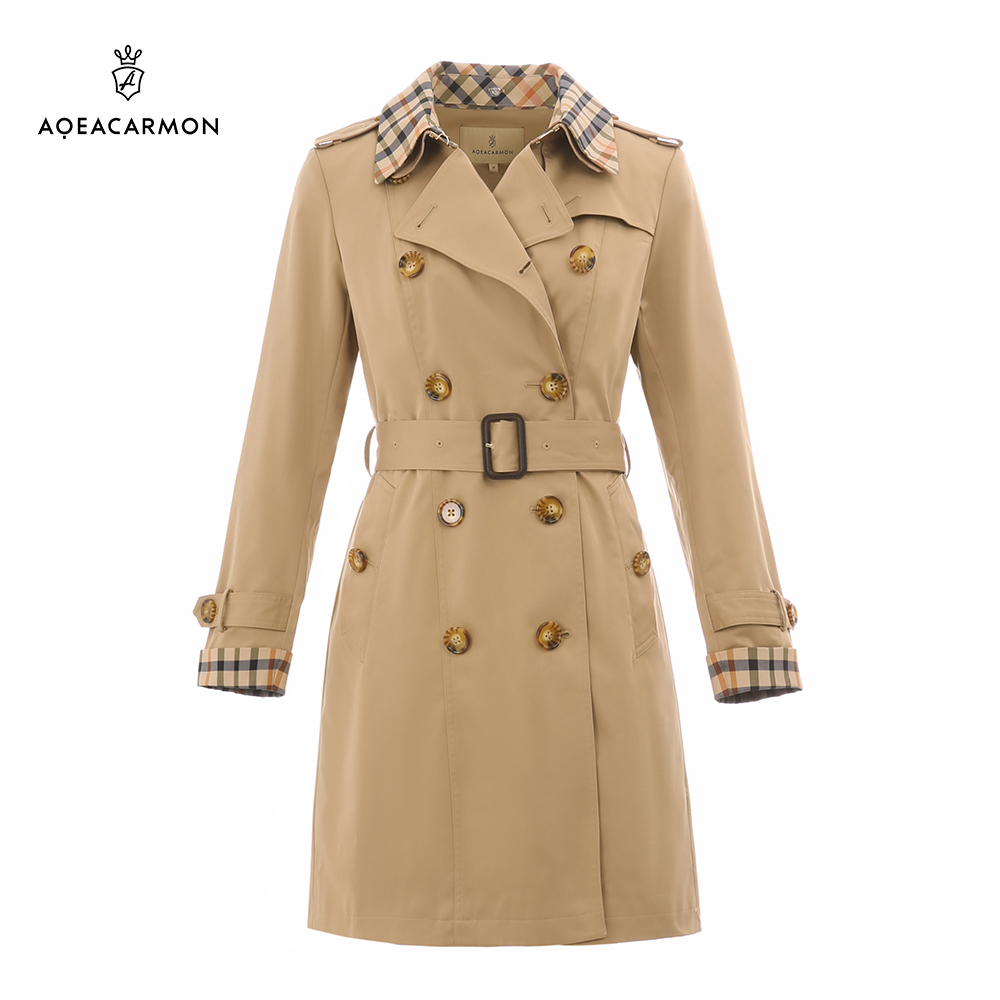 【粉丝专属】雅格上美秋季女士中长款卡其显瘦收腰风衣A22QF32J44