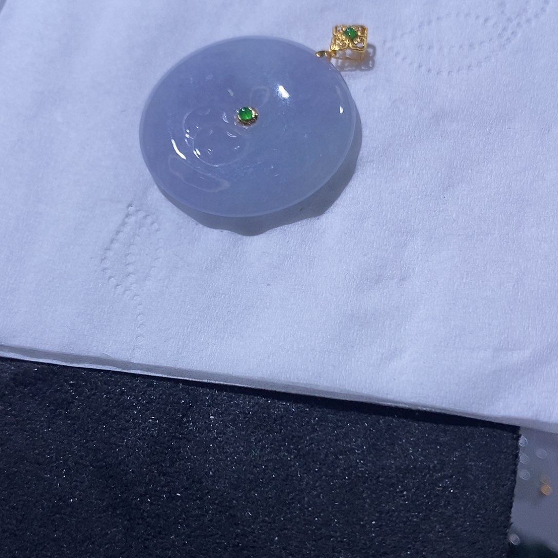 翡翠吊坠(不含链)18K金镶嵌