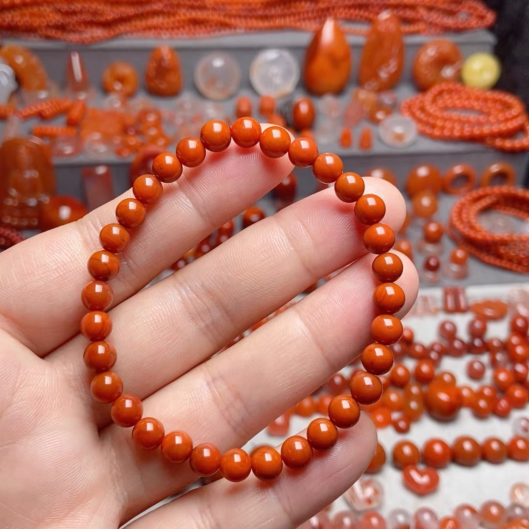 南红玛瑙柿子红手串5大➕m