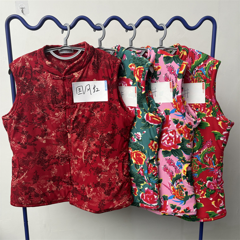 秋冬保暖女花马甲 花背心 加厚国风系列 奶奶服