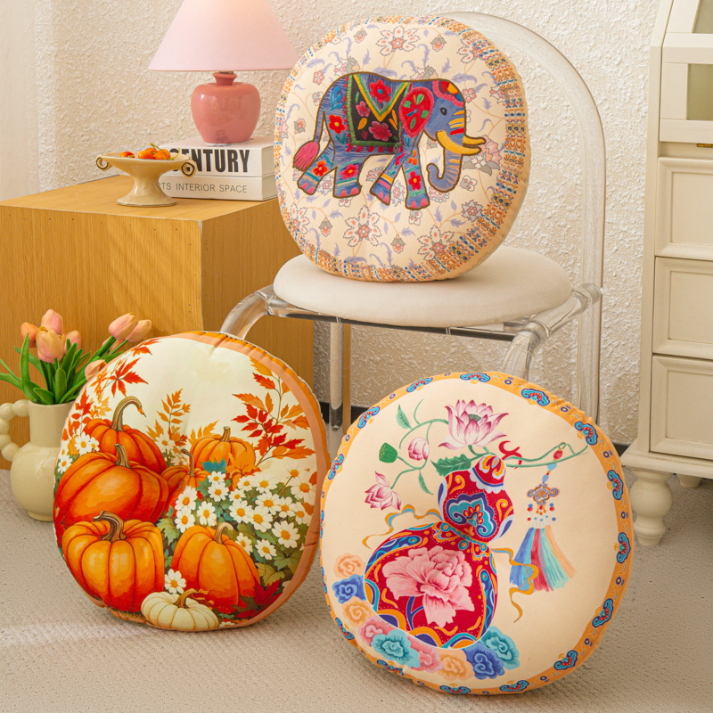 圆形加厚棉麻防滑坐垫家用创意阳台榻榻米地垫蒲团抱枕