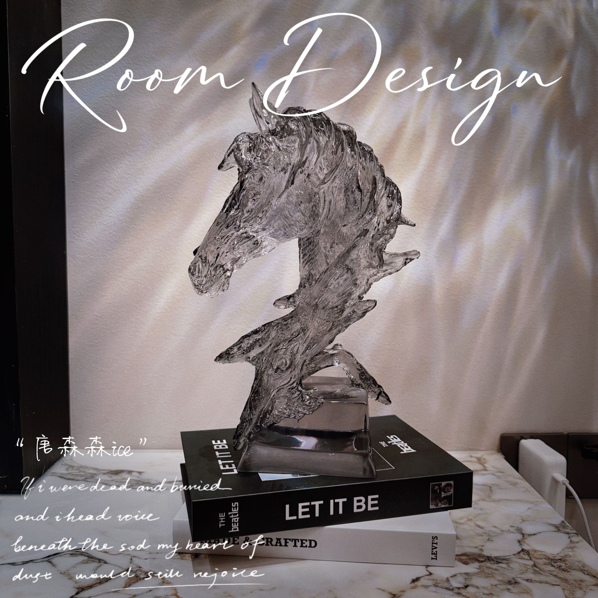 轻奢美式马头艺术摆件创意雕塑酒柜客厅电视柜玄关办公室个性装饰