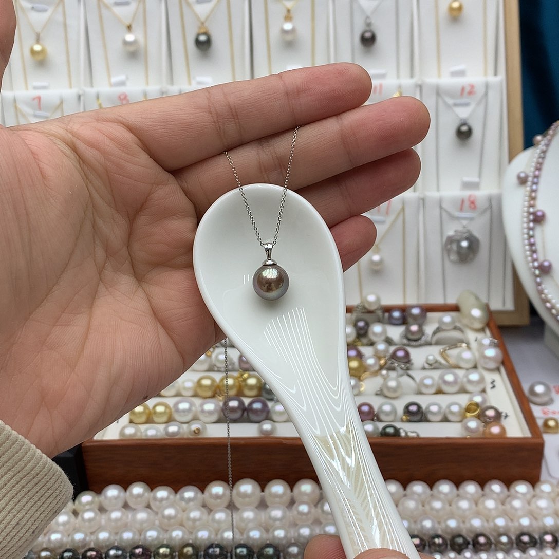 淡水珍珠银S925镶嵌吊坠(赠链)