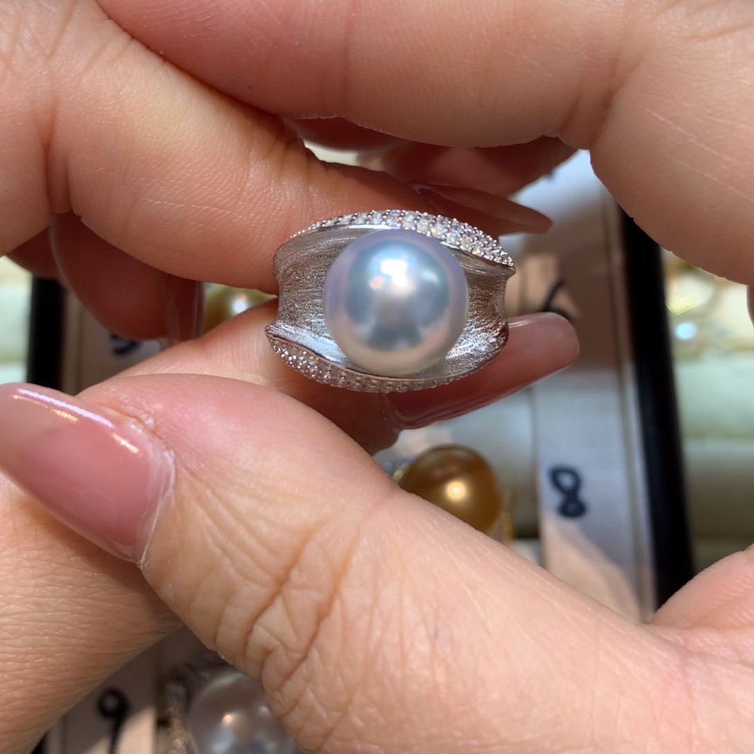 海水珍珠戒指银S925镶嵌
