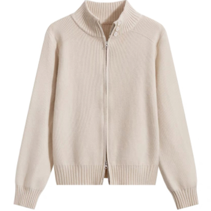 宽松秋冬长袖毛针织衫毛衣慵懒风短款连帽双开拉链针织开衫时尚