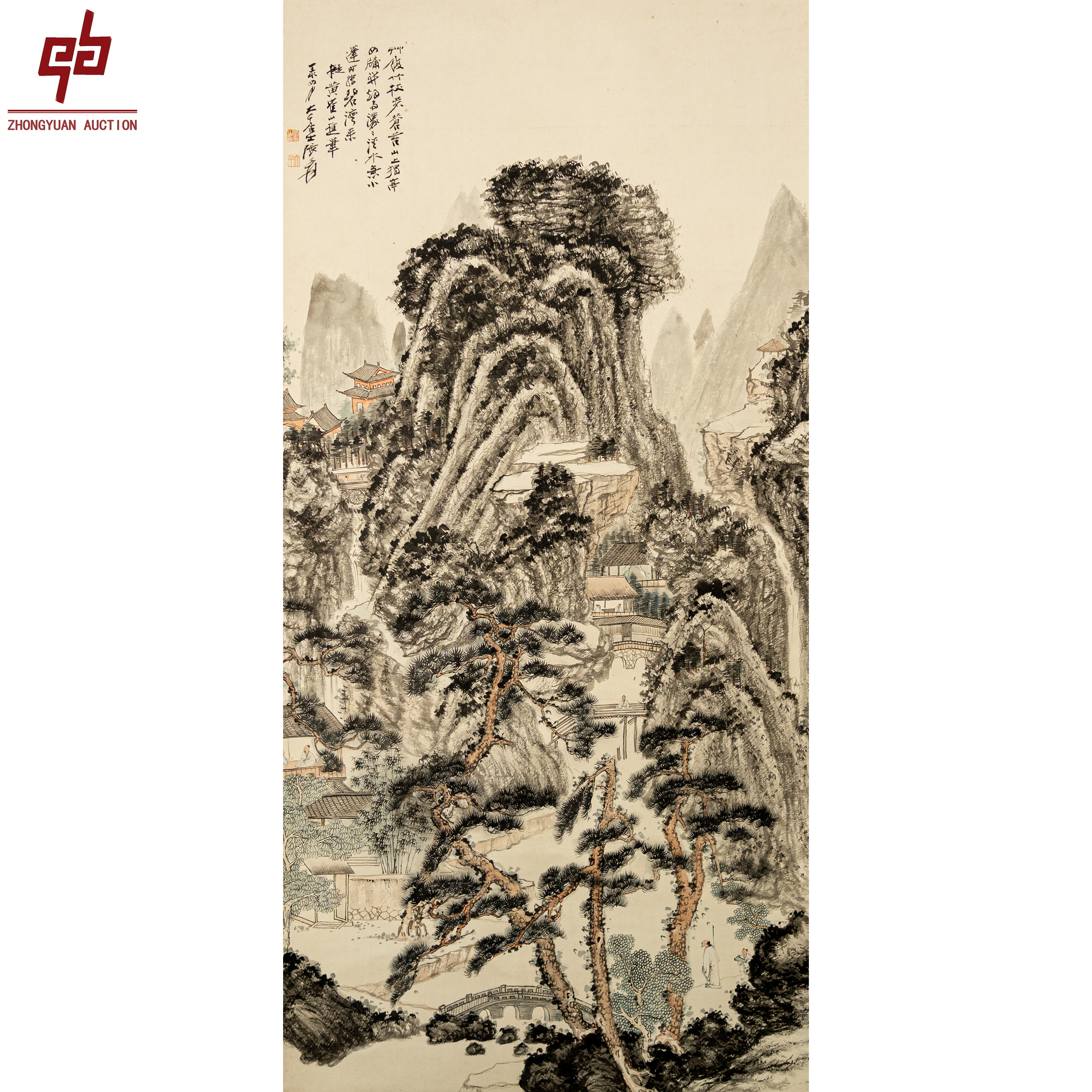 "lot1155   山水 立轴 65cm*132cm约7.7平尺"