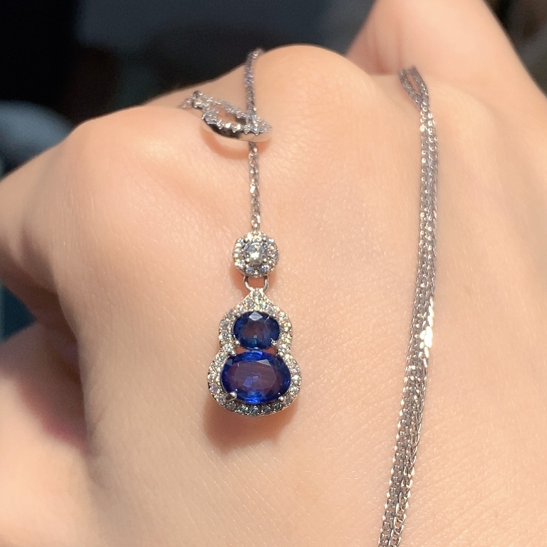 颈饰蓝宝石银S925镶嵌天然蓝宝石