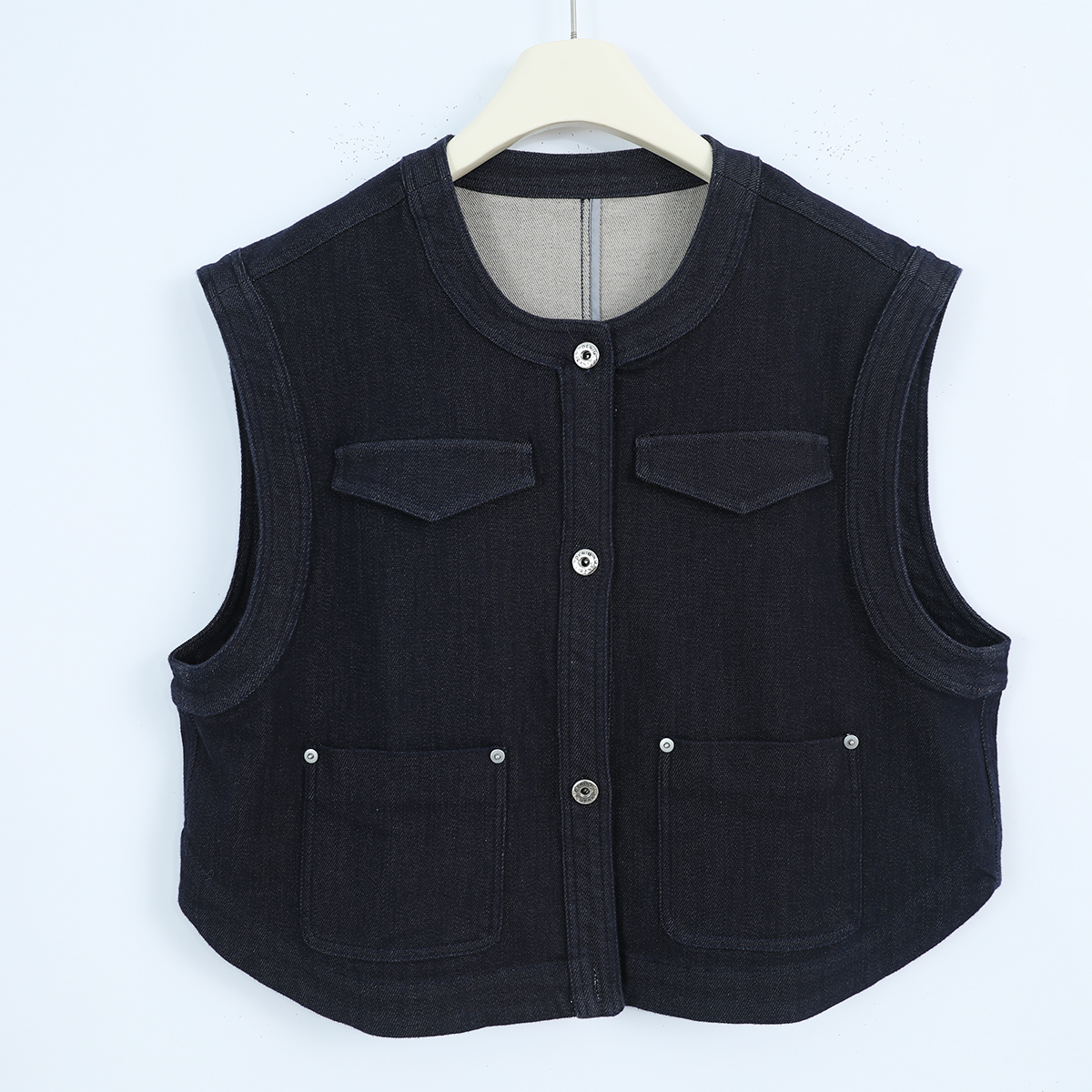 56925 品质柜货！精裁！ 女士时尚休闲百搭纯色圆领无袖牛仔马甲