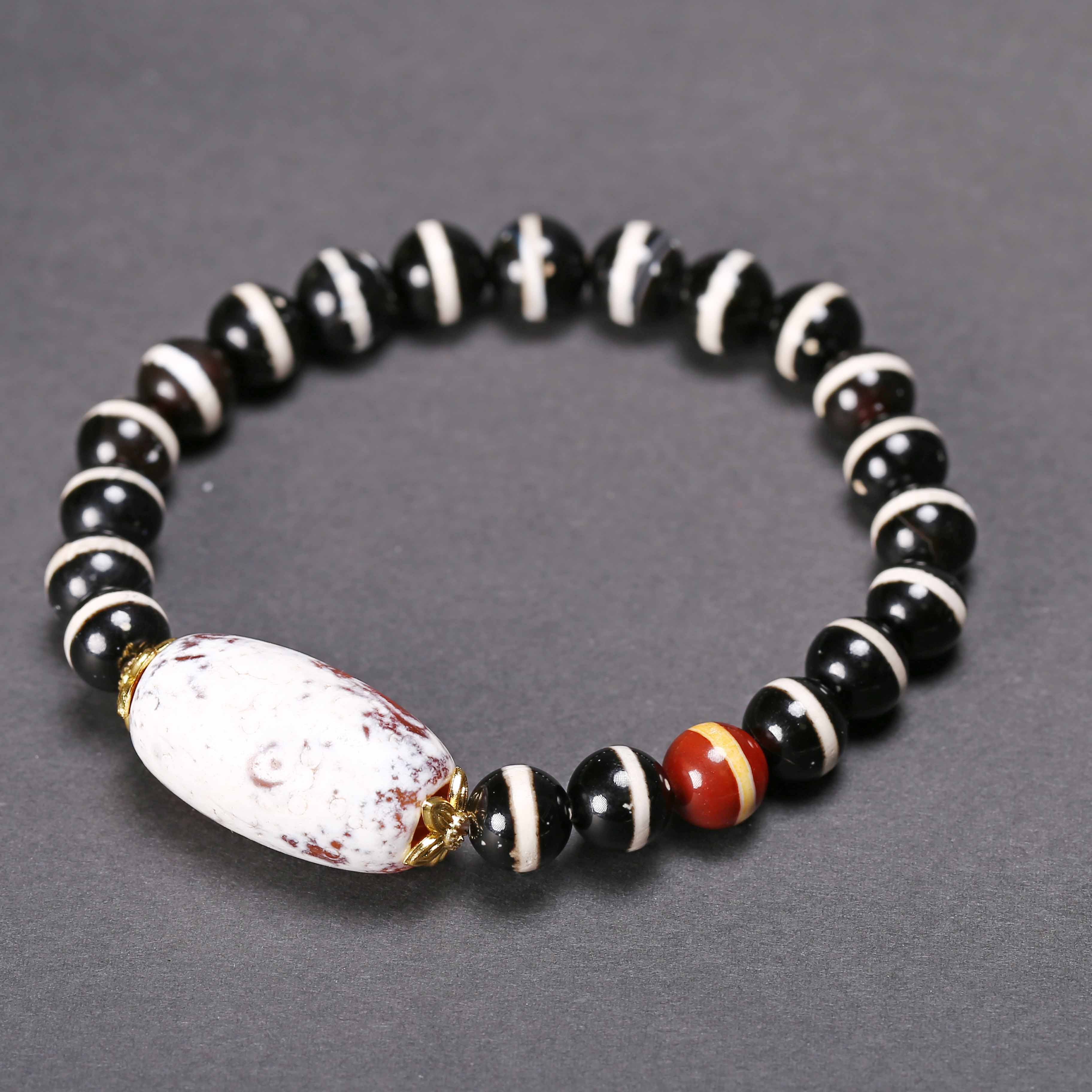 【济文阁】JZYM25021828清代 奶皮玛瑙主珠药师手串