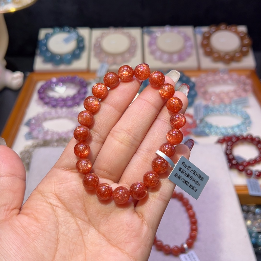 长石手串未镶嵌噜*金太阳8.8m m