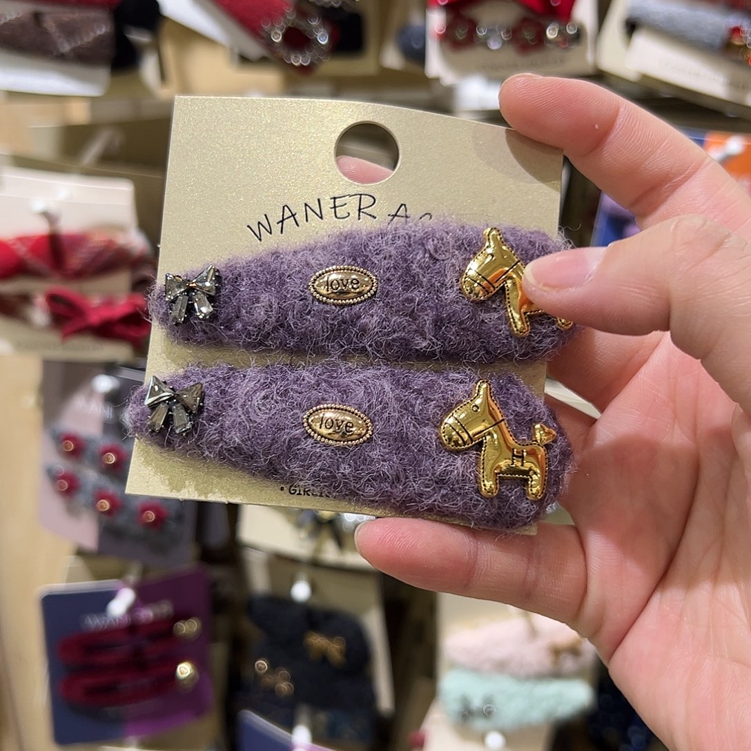 布艺非金属紫色小马拜拜夹