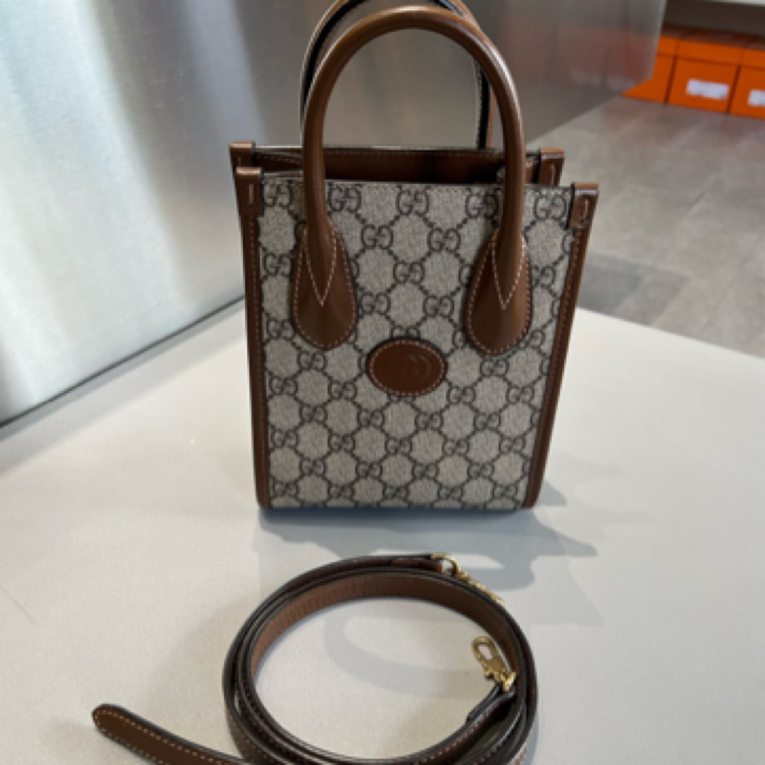 99新 GUCCI/古驰 米色和乌木色GG Supreme帆布